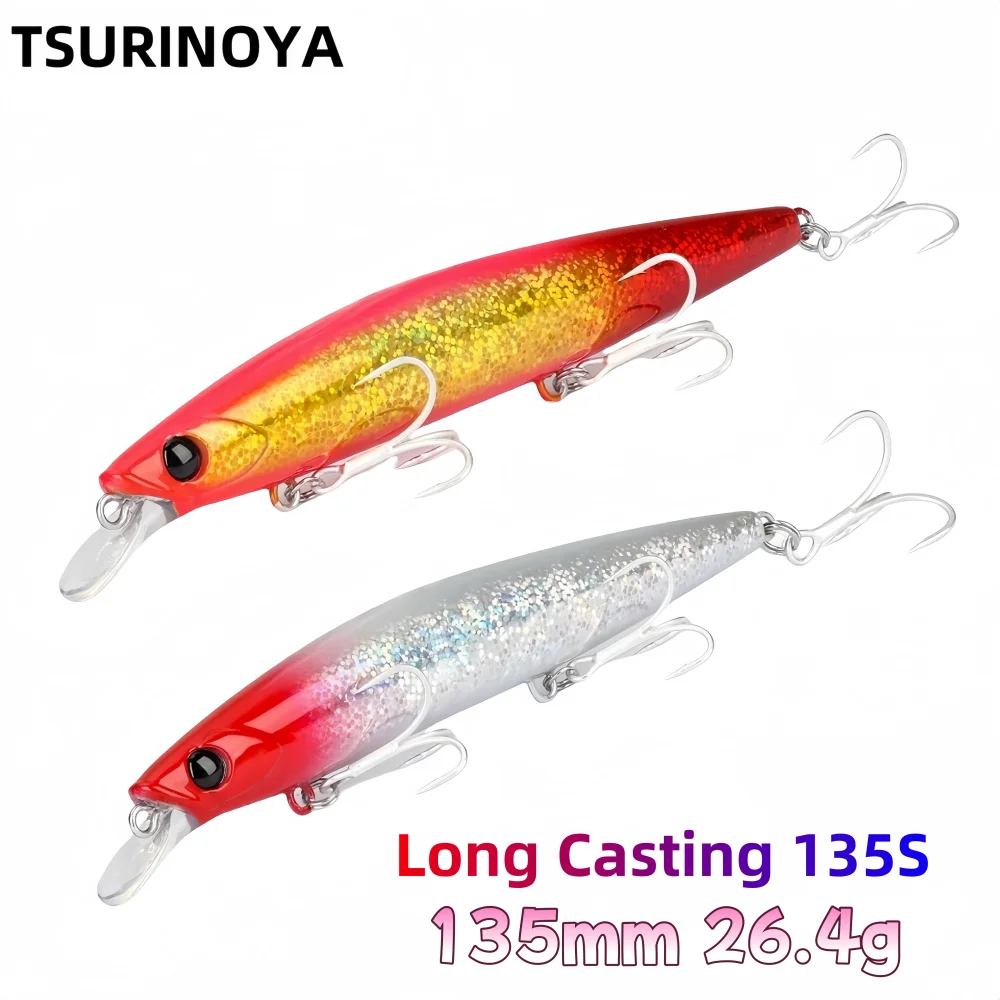 TSURINOYA 135mm 26,4g lanzamiento Ultra largo 135S agua salada hundimiento Minnow BAYONET Tungaten peso señuelo de pesca lubina cebo duro - imagen 2