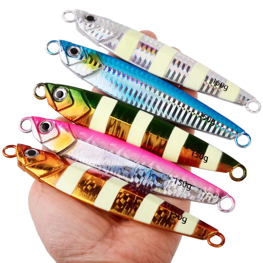 Señuelo de pesca de Metal fundido, 150G, 200G, cuchara para Jigging, plantilla brillante, aparejos de cebo Artificial, 1 unidad - imagen 5