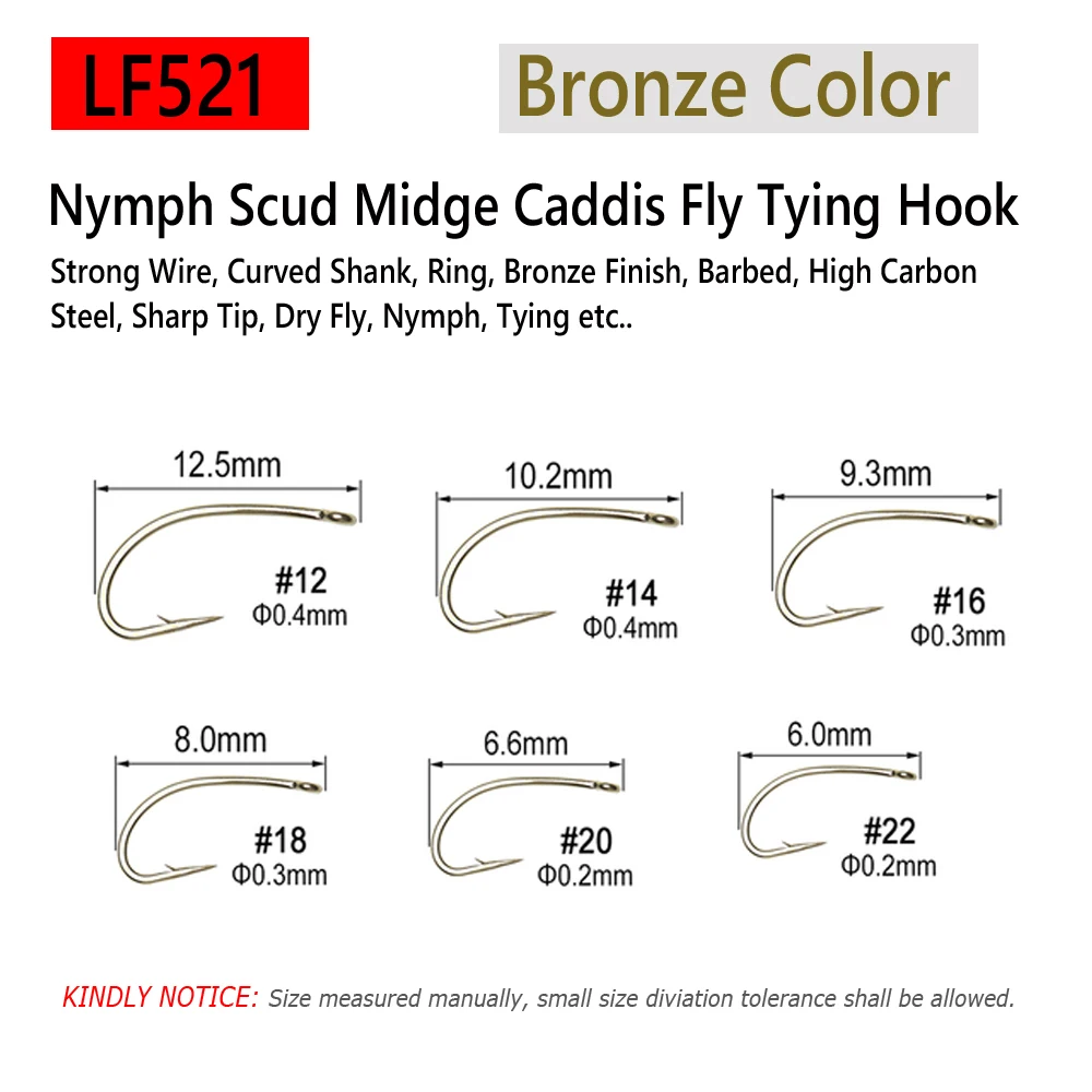 Wifreo 500 piezas # 8 ~ 22 anzuelo de atado de moscas húmedas secas Ninfa Pupae Caddis Scud Midge anzuelo de pesca con mosca señuelo de trucha aparejos de pesca - imagen 4