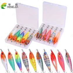 Señuelo de camarón de madera brillante de simulación, 8CM-5,8G, plomo, cebo de camarón, gancho de abrazadera, anzuelo de calamar, pesca en el mar, pulpo, cebo de calamar