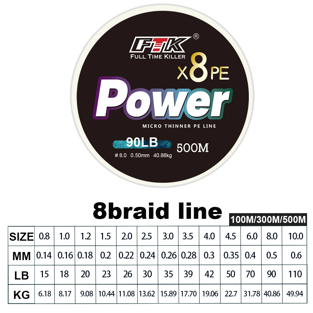 FTK X4/X8 línea de pesca trenzada 100m 13-50lb multifilamento PE línea trenzada cable redecilla para Lucio accesorios de sedal de pesca de lubina - imagen 4