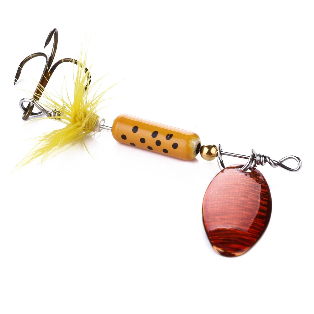1 Uds cebo giratorio de Metal 65mm 3,5g cuchara Pike Spinner señuelos con anzuelos triples de plumas equipo de pesca - imagen 4
