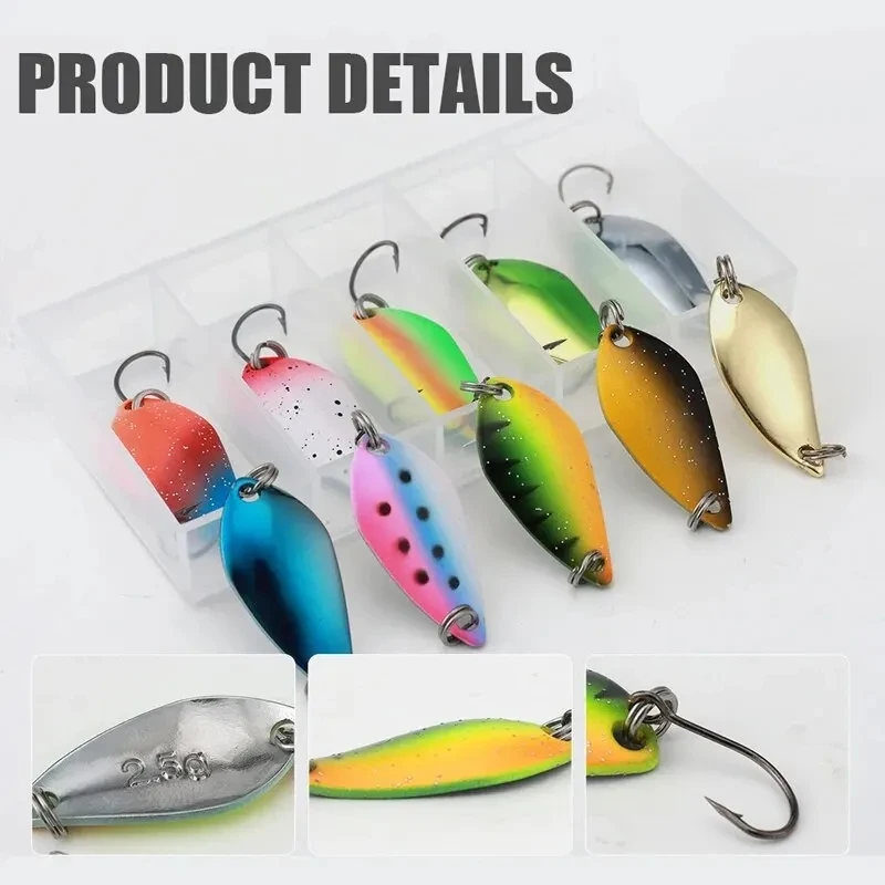 Kit de pesca de 2,5g/3,5g/5g, plantilla, cuchara, señuelo, juego de cebo, Spinner de Metal duro, cuchara Wobbler, trucha, lubina, equipo de pesca, señuelo, cuchara, cebo - imagen 5