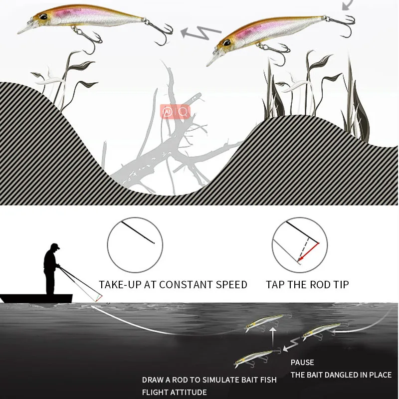 Señuelos de Pesca de pececillos, cebos duros artificiales para buceo profundo, Wobbler, Trolling, Swimbait, accesorios Jerkbait, 85mm, 8g - imagen 5