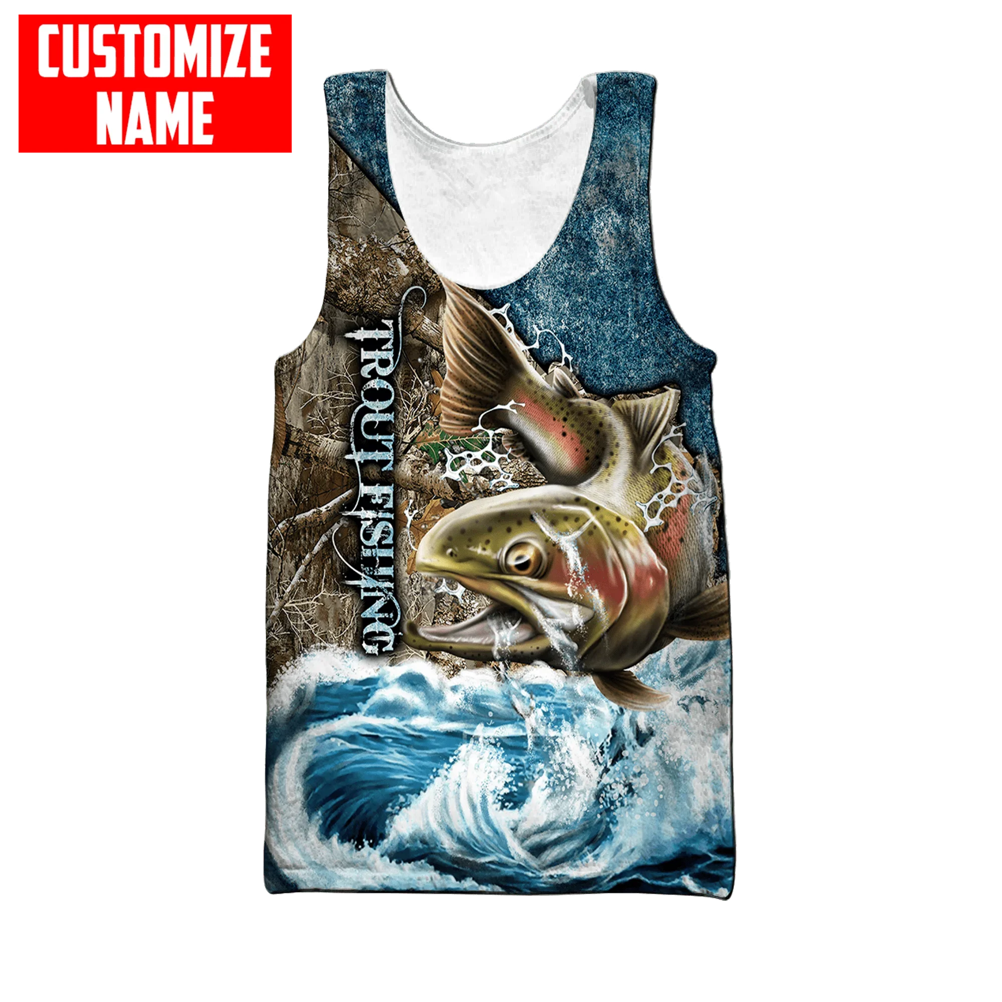 Camiseta sin mangas con estampado 3D de atún/pesca de bagre con nombre personalizado para hombre, ropa de calle de verano, camisetas sin mangas Unisex geniales BX53 - imagen 5