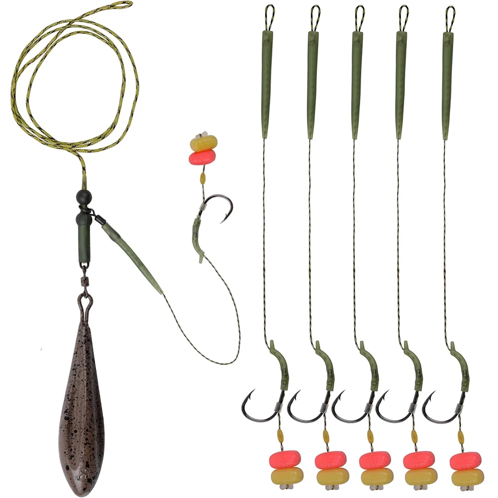 Kit de aparejos de pesca de carpa, aparejos para el cabello con pesas de plomo de carpa, ganchos de cambio rápido, mangas giratorias rodantes, cebo, callos, aparejo de líder Boilie