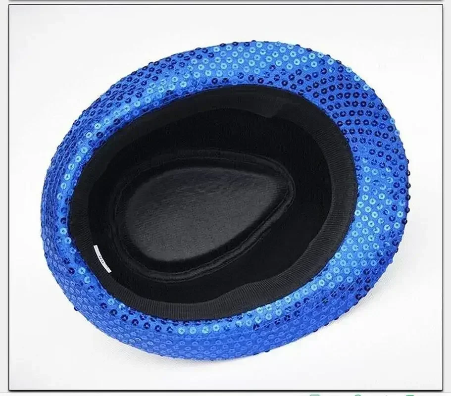 Sombrero de copa con lentejuelas generales para adultos y niños, sombrero de Jazz con lentejuelas de espectáculo de baile de Hip Hop, sombrero de vaquero, sombreros de fiesta de rendimiento de baile, moda - imagen 5