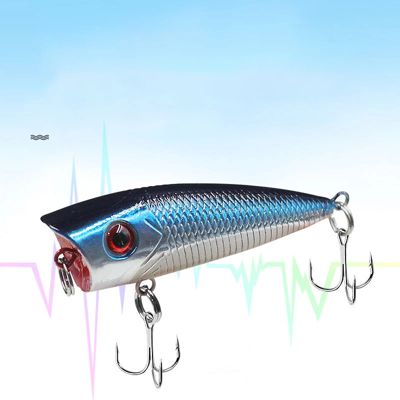 Señuelo de pesca Topwater, cebo duro con anzuelo triple, señuelo de manivela, aparejos artificiales, 6g, 6cm - imagen 4