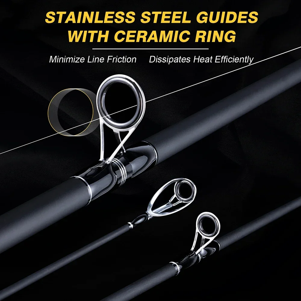 Goture 12FT 13FT 14FT Surf agua salada pesada 3 piezas caña giratoria de carbono 3,6 M 3,9 M 4,2 M barco Jigging caña de pescar 30-60lb - imagen 2