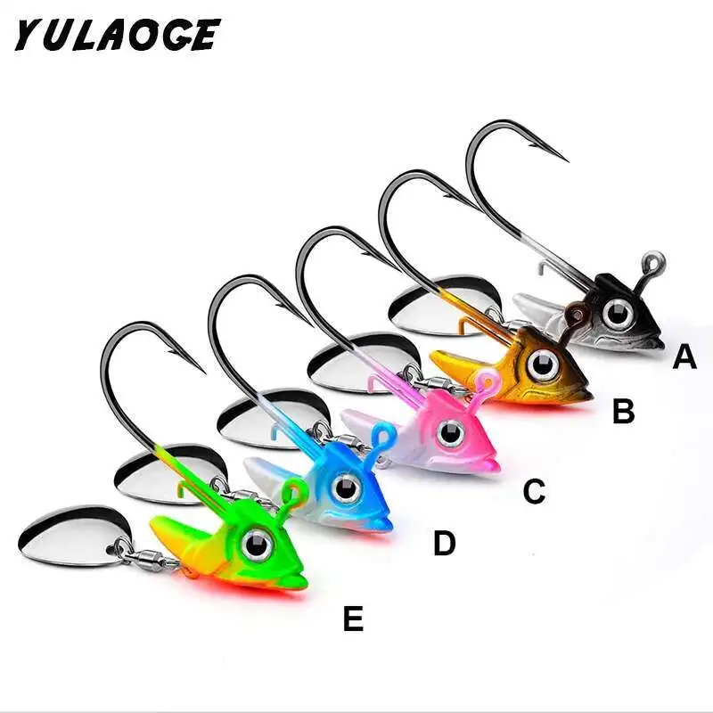 Plantillas de cabeza, anzuelo de pesca de 10,5G/15G, juego de anzuelos compensados, anzuelo de pesca de gusano suave para lubina, señuelo de pesca de carpa, anzuelo de plomo - imagen 2