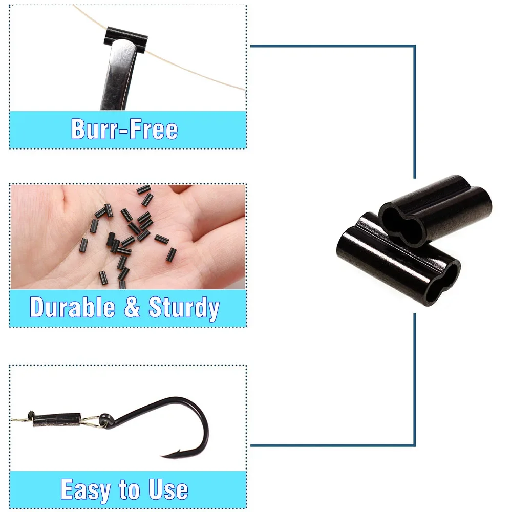Línea de pesca ovalada doble, conector de engarzado de alambre, manguitos de engarzado de tubo de carbono, 0,5mm, 0,6mm, 0,7mm, accesorios para pesca con caña - imagen 5