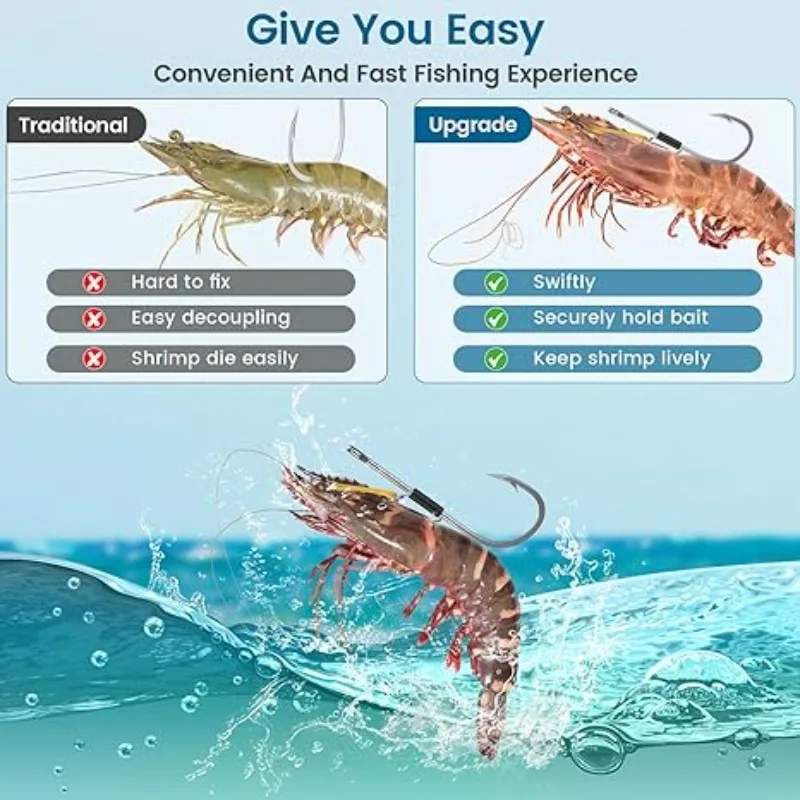 Anzuelo para camarones vivos - Anzuelo de púas para pesca en agua salada/agua dulce - Diseñado para lubina, atún, bagre y lubina rayada - imagen 4