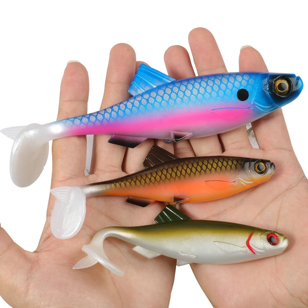 Kit de Señuelos blandos grandes, 24g, 56g, equipo de Pesca, aparejos de cola 3D, Swimbait de silicona, juego de Pesca de agua dulce y salada, cebo Artificial, 1-2 uds. - imagen 5