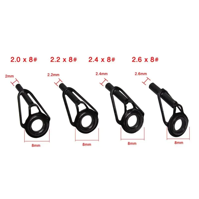 Guía de caña superior de Pesca de acero inoxidable, anillo de porcelana, 8 Uds., punta de caña de pescar DIY, accesorios de punta de caña de pescar, aparejos de Pesca - imagen 3