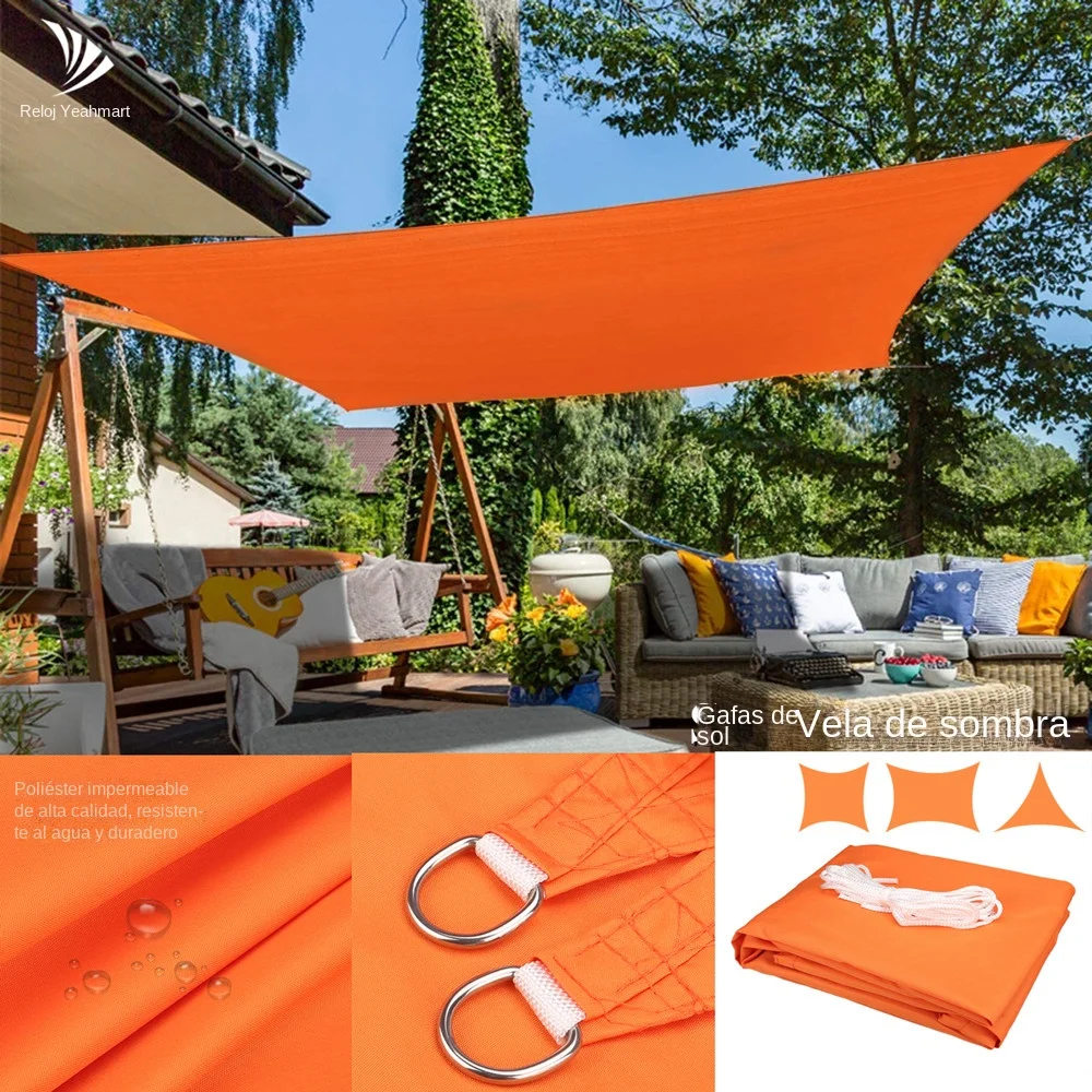Toldo impermeable de 3/5/6M, parasol naranja, vela parasol para jardín al aire libre, playa, Camping, Patio, piscina, toldo para el sol, tienda, refugios solares - imagen 4