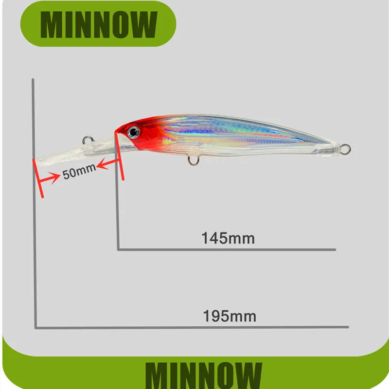 GREENSPIDER-señuelo de pececillo Artificial, cebo duro de hundimiento lento, ojos 3D, 145mm, 45g, 1 piezas - imagen 3