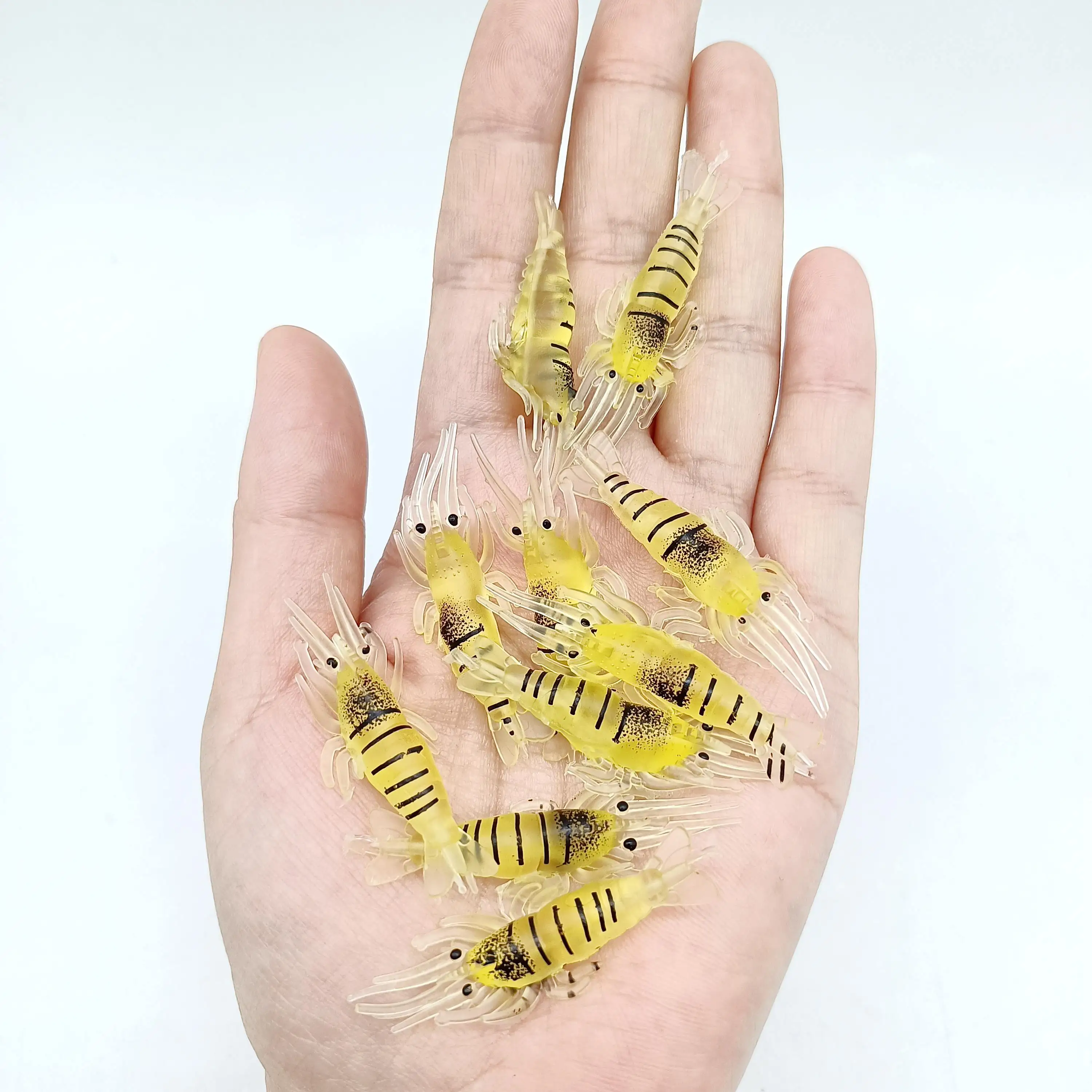 DUODUOYU 10 Uds. Señuelos de pesca de camarones suaves pequeños 1,5g/35mm simulación Isca cebo de camarones artificiales sin anzuelo accesorios de pesca - imagen 4