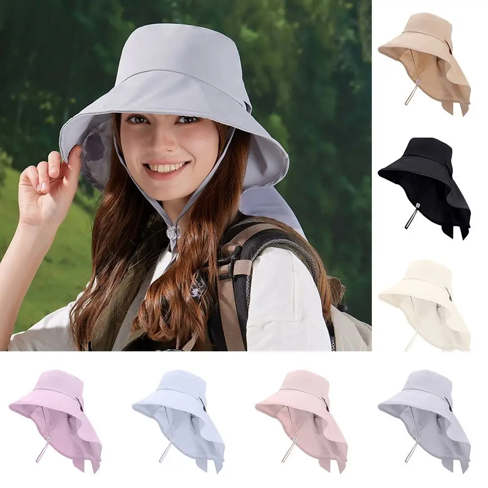 Nueva protección solar sombrero para el sol Anti-UV sombrilla de ala ancha sombrero de cubo protección del cuello gorra de pesca plegable mujeres hombres - imagen 2
