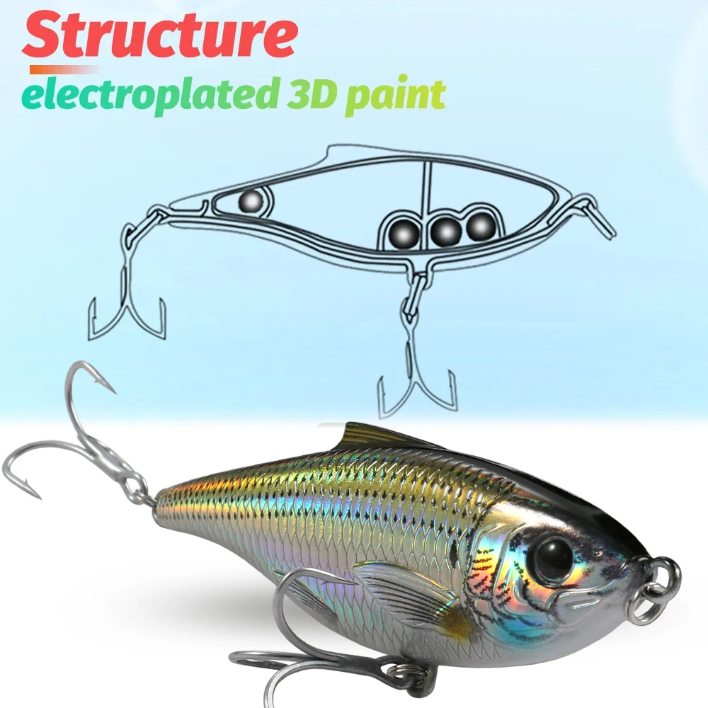 GOBAIT VIB Crankbait sin labio – Escamas láser para lubina y lucio - imagen 2
