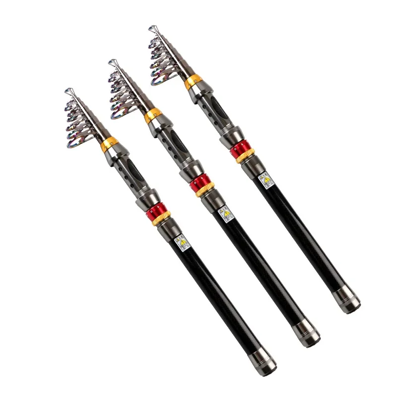 Cañas de pescar telescópicas giratorias, Material de carbono, suministros de alta calidad, 1,8 m, 2,1 m, 2,4 m, 2,7 m, 3M, 3,6 m - imagen 2