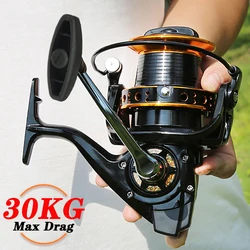 Carretes de pesca giratorios Carrete de pesca de mar fundido 9000 10000 120000   Relación de engranaje modelo 4.0:1 para todas las aguas arrastre máximo 20 kg 25 kg 30 kg