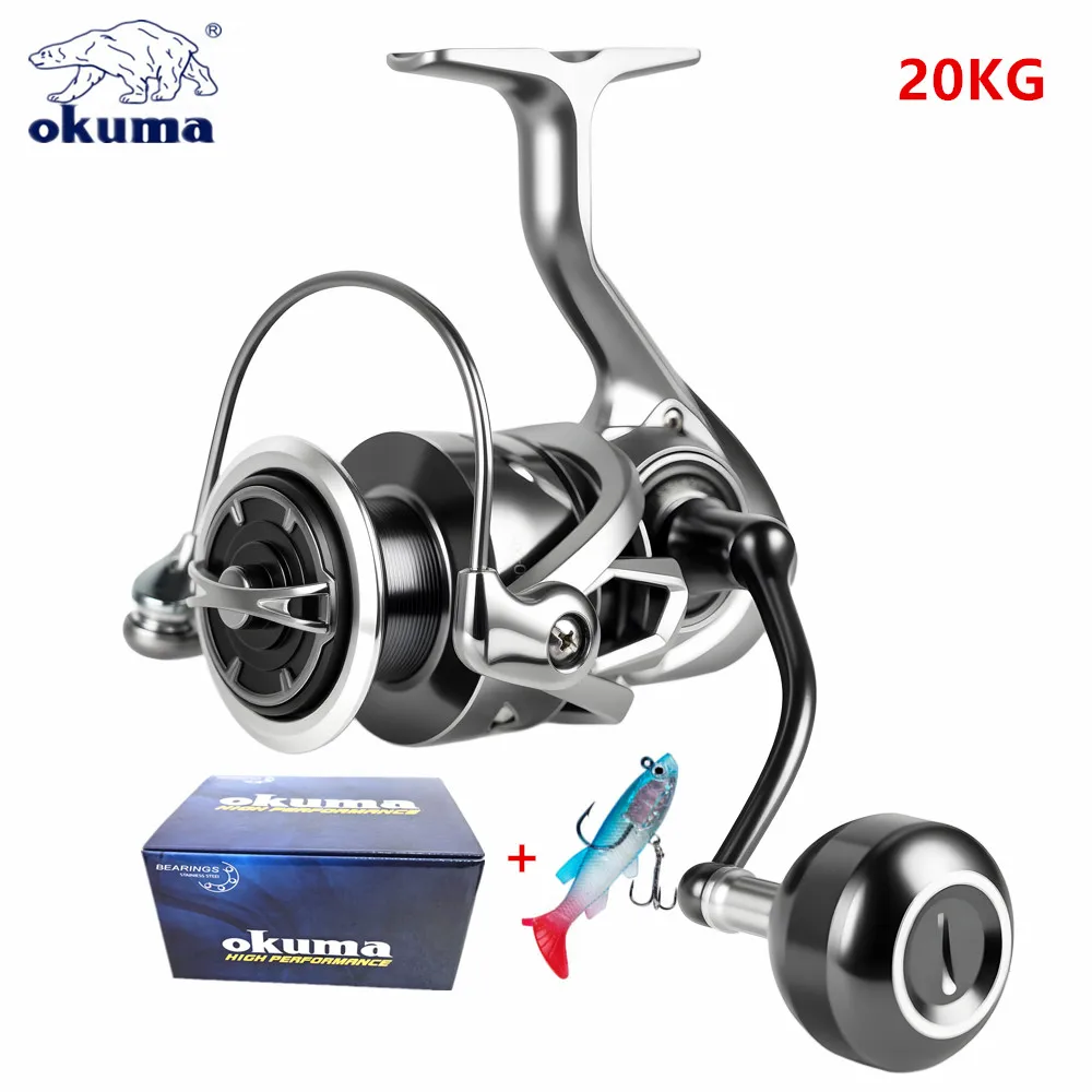Okuma Rueda de metal de desplazamiento de pesca sin inversión 20 kg arrastre 7 + 1BB alto rendimiento 1000-7000