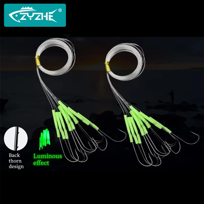 ZYZ 10 Uds. Aparejos de pesca preatados líder 115cm línea atada a mano con ganchos Ideal para aparejos de pesca de mar aparejos Flapper plantillas de tracción