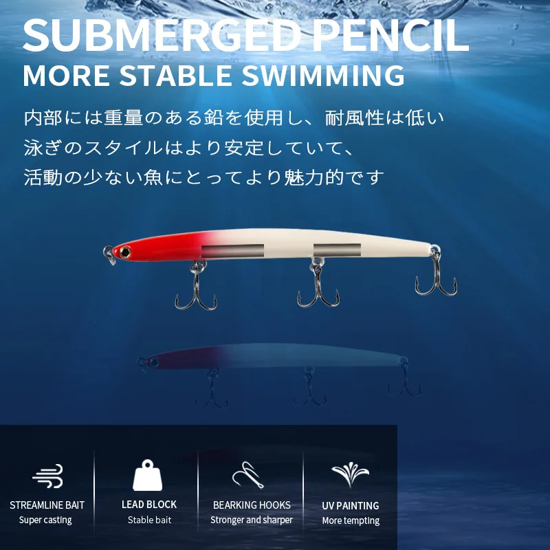 BEARKING-Señuelos de pesca profesionales, 11cm, 12g, cebo tipo lápiz que se hunde, cebos duros de alta calidad, Wobblers de buena acción - imagen 4