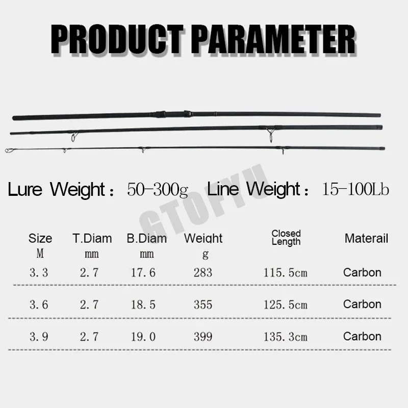 Cañas de pescar de carpa súper duras 3,3 m 3,6 m 3,9 m fibra de alto carbono 3 secciones alimentador caña de pescar pesca de viaje caña de playa larga - imagen 2