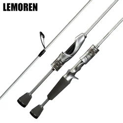 Caña de pescar con señuelo de fibra de carbono plateada, caña giratoria y fundida UL ultraligera de 2 secciones, herramienta para caña de pescar de lubina y carpa de truco, 1,5/1,68 m