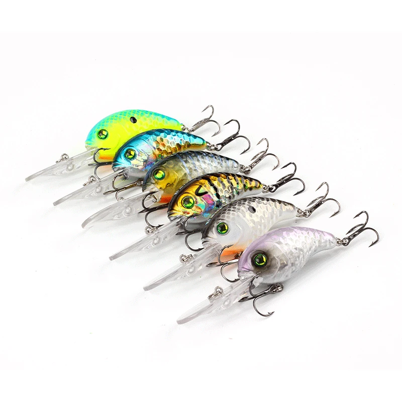 Señuelos de Pesca de 1 piezas, 5cm, 10g, Crankbait, Minnow, anzuelos triples, cebos duros para nadar, Wobbler, lengua larga - imagen 4