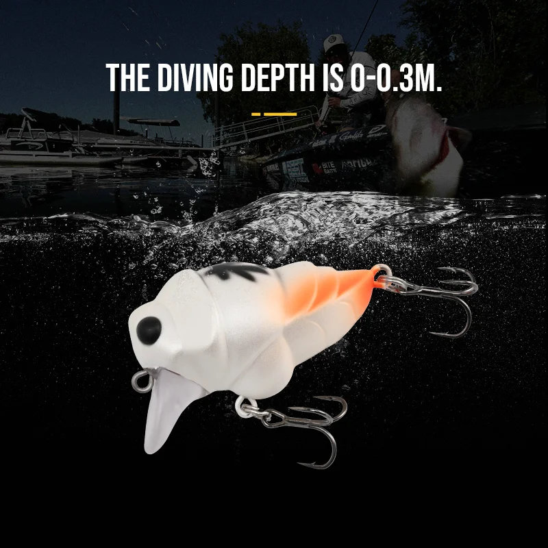 BLUX-señuelo de pesca de cigarra, 39mm, 6,3g, Crankbait flotante para insectos BFS, manivela rodante poco profunda, perca para lubina de agua dulce, aparejos de cebo para trucha - imagen 5