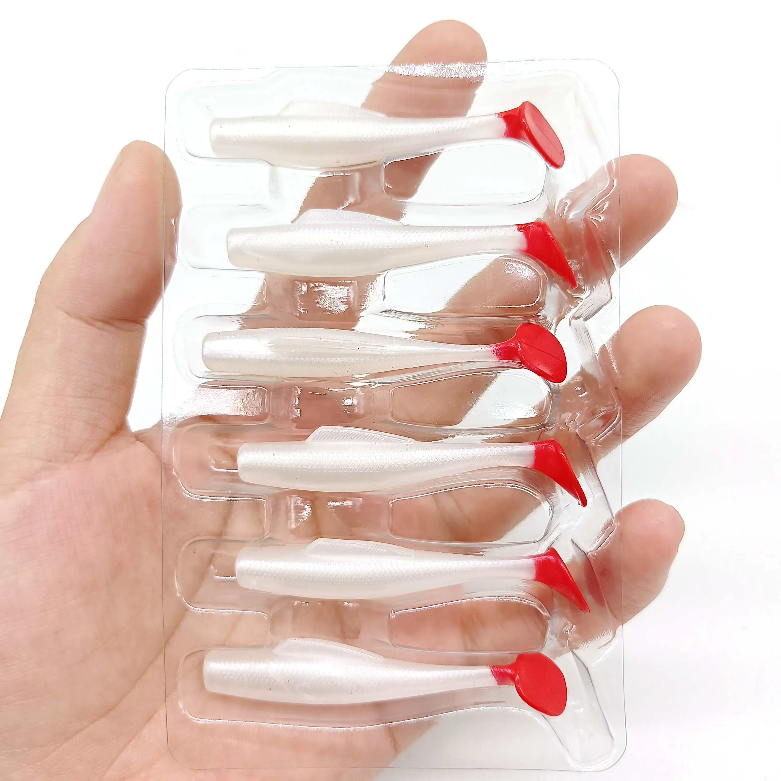 DUODUOYU, 6 uds., nuevo señuelo de pesca suave de TPE, 1,7g/55mm, cola en T, Swimbait de silicona suave, Wobbler para Lucio, lubina, Shad, aparejos de pesca