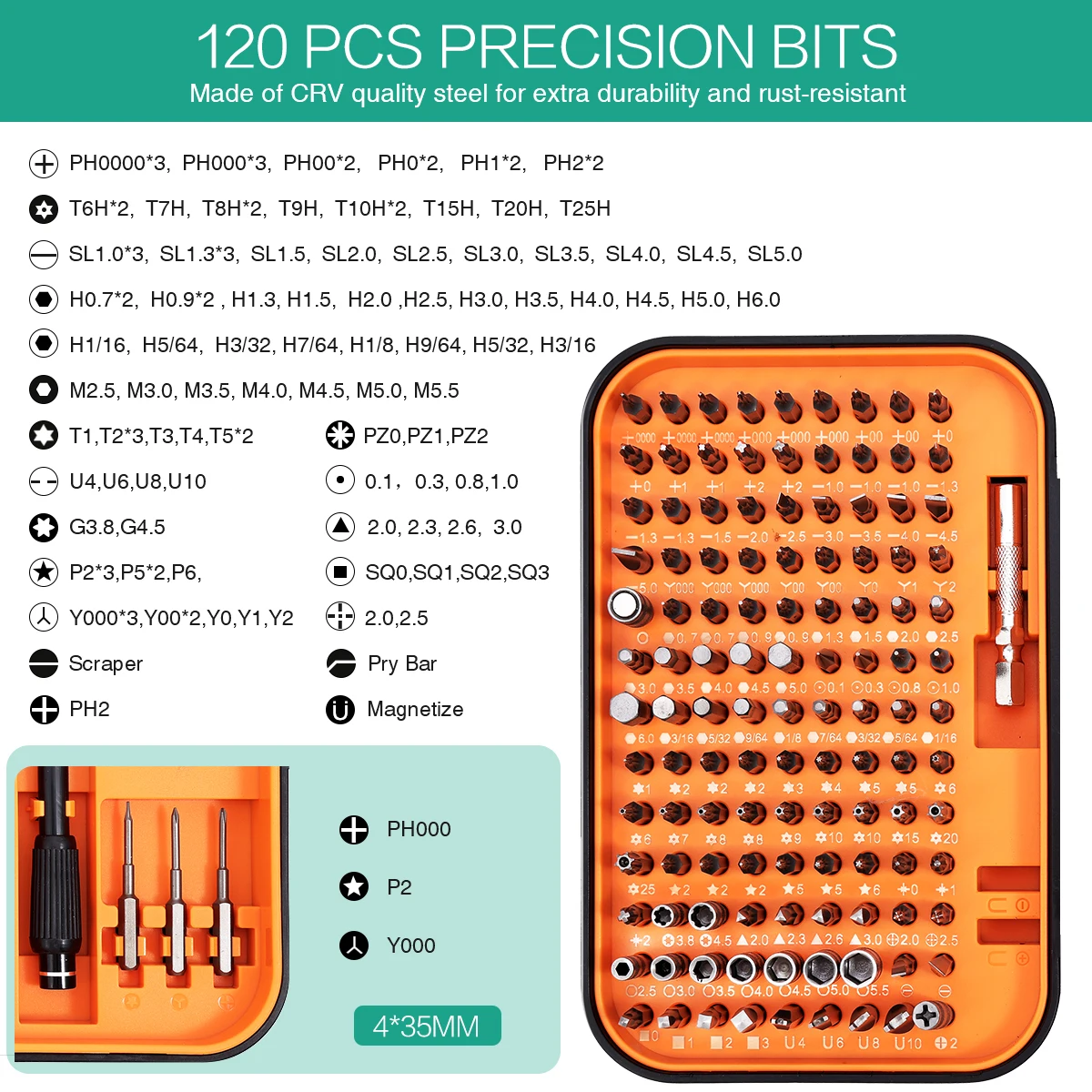 Destornilladores de precisión magnéticos – Kit para reparar PC y móvil - imagen 2