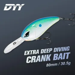 DYY-cebos Crankbaits de buceo profundo, señuelo de pesca Minnow, Wobbler flotante lento, cebo duro Artificial para Lucio, Señuelos de Pesca, 8cm, 30,5g