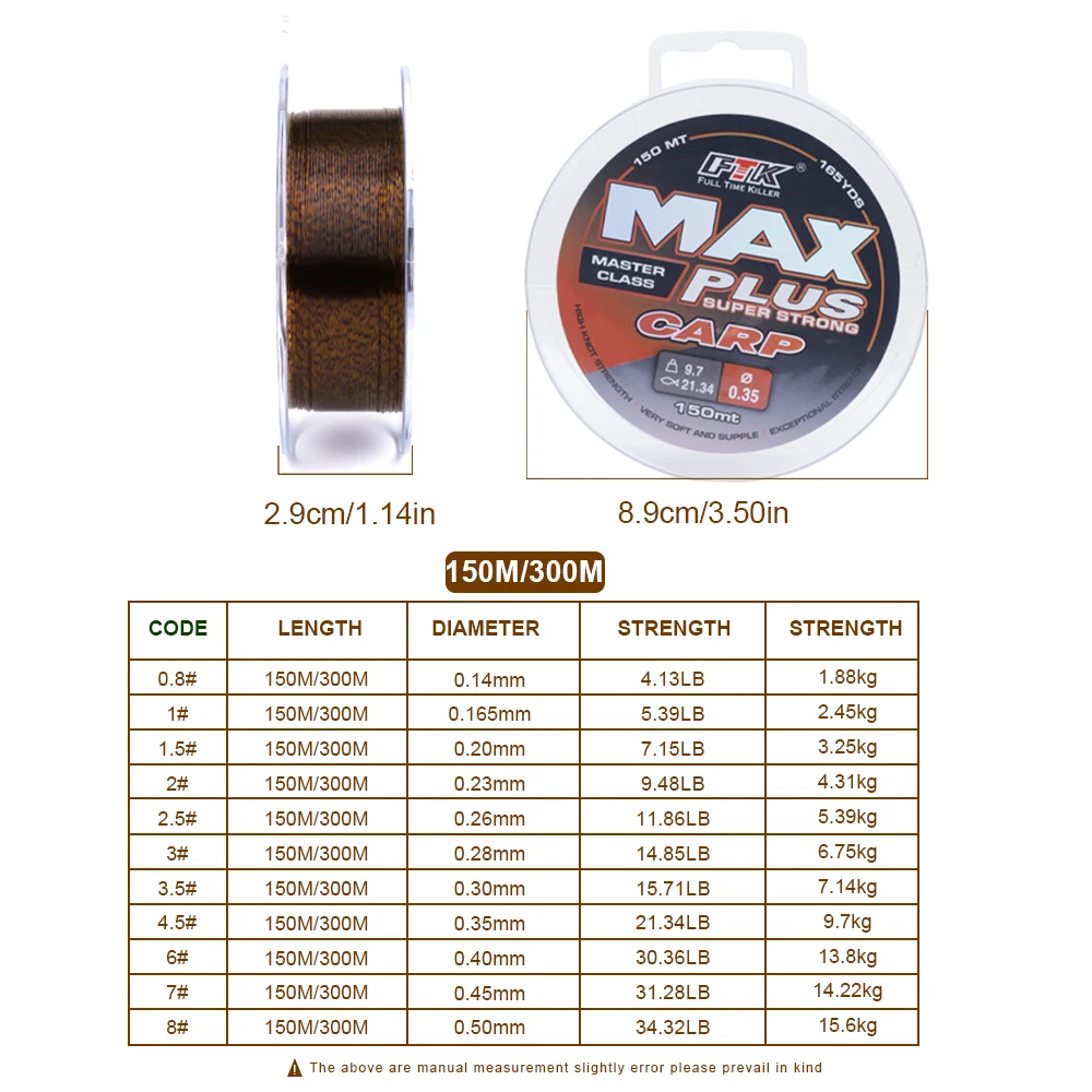 FTK-sedal de pesca recubierto de fluorocarbono Invisible, monofilamento biónico punteado, accesorios de pesca de carpa, 150M/300M - imagen 2