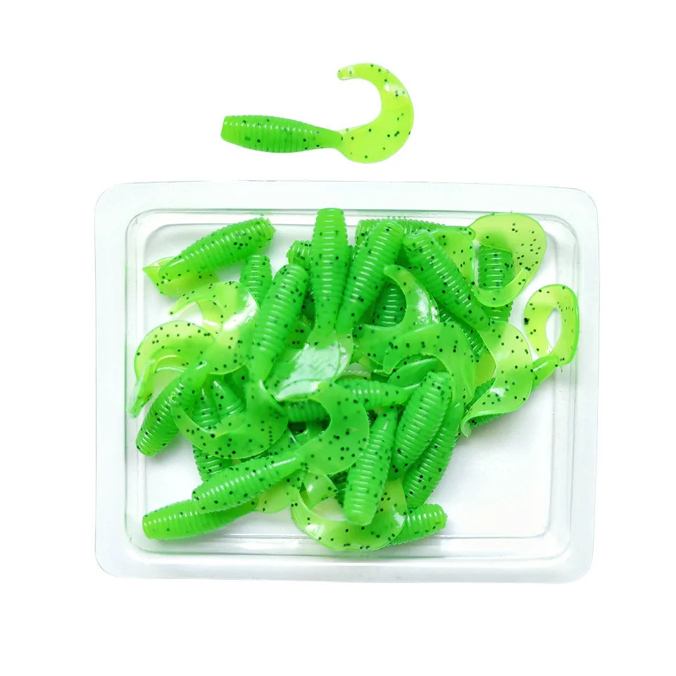 MUKUN-NEW 2024 señuelo Grub pequeño 30 Uds 28mm 35mm 50mm silicona de una sola cola Pesca Señuelos de Pesca artificiales cebo suave - imagen 4