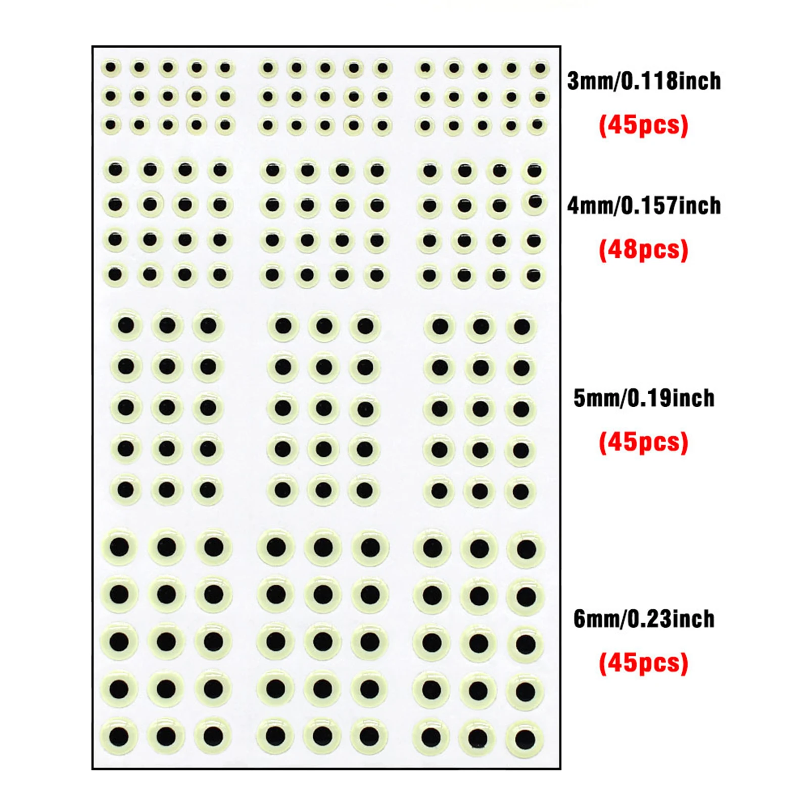Accesorio de señuelo de pesca, ojos de cebo falsos luminosos 3D, ojo realista simulado Artificial, aparejos de pesca en hielo para invierno, 69/183 Uds. - imagen 5