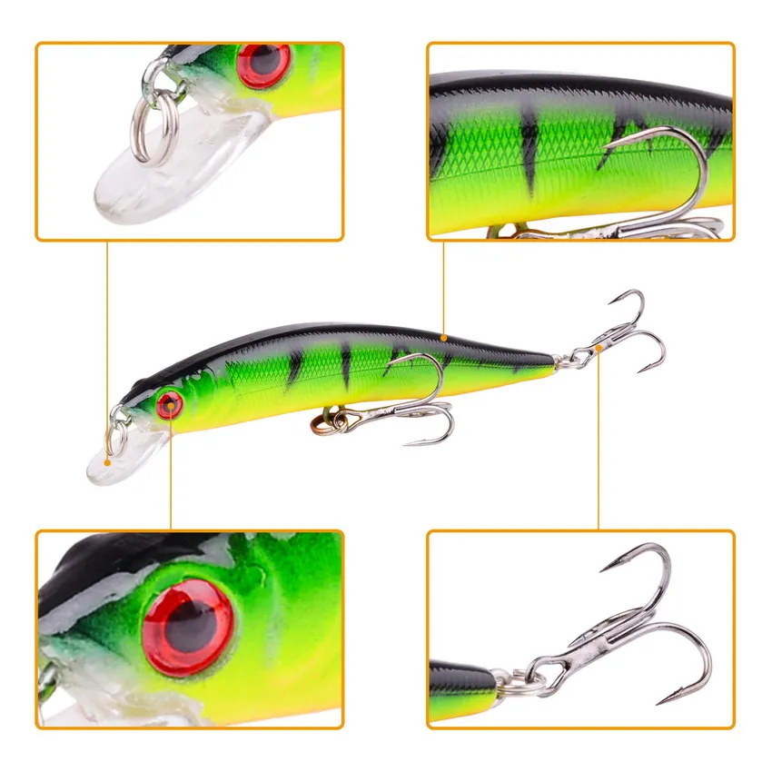 Señuelo de Pesca de pececillos, cebo duro de plástico Artificial de calidad, Crankbait, aparejos de lubina, 3/5/8 piezas, 10mm, 8g - imagen 5