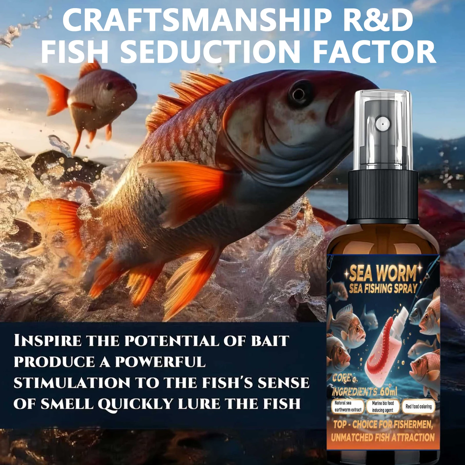 Atrayente de pesca de 60ml, fuerte Aroma de pescado, aditivo rápido para la aggregación de peces, señuelo de pescado concentrado líquido para pesca en hielo en invierno