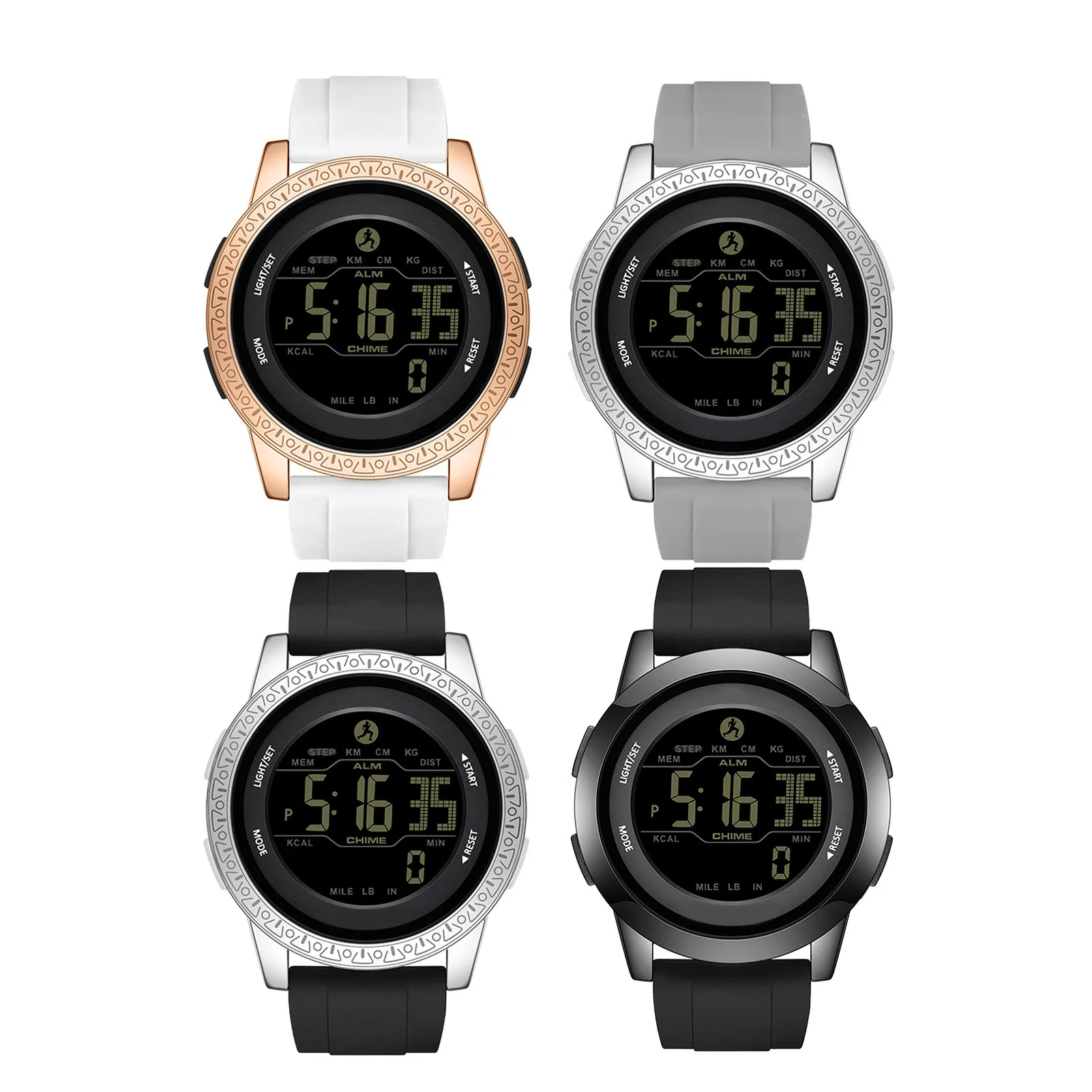 Reloj deportivo para exteriores 50M resistente a la lluvia FSTN pantalla semitransparente reloj de pulsera Dual City Time para mujer - imagen 2