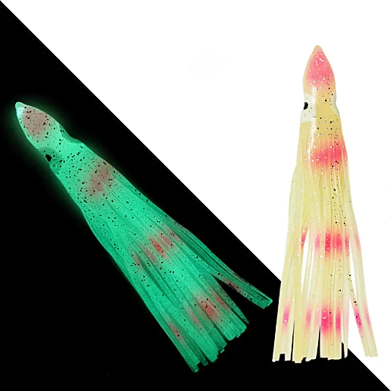 Faldas de calamar luminosas de 5cm de alto, señuelo suave para pesca nocturna, pulpo, pesca de carpa, cebo Artificial de goma brillante, 5 uds. - imagen 3