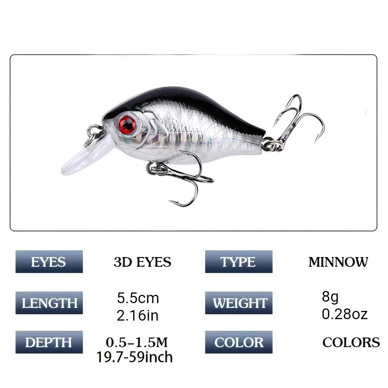 Señuelos de Pesca Crankbait Wobbler, cebo Artificial duro de plástico Isca flotante, aparejos de Pesca de carpa, 1 ud. - imagen 2
