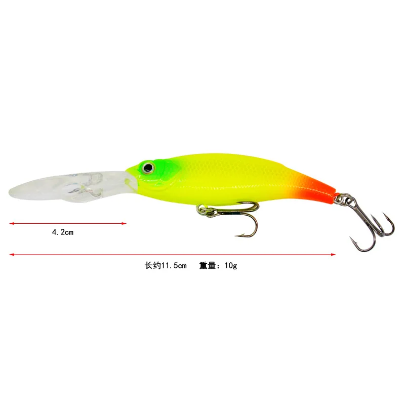 Señuelo de plástico para pesca Minnow, tabla de buceo de lengua larga de 10g/11,5 cm, señuelos artificiales, cebo duro, lote de 5 piezas en oferta - imagen 4