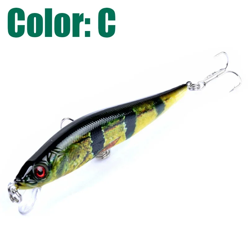 Señuelos de Pesca Minnows, 10cm, 9,5g, Wobbler, Crankbait, cebos duros artificiales para aparejos de Pesca de lubina con anzuelos triples, 1 ud. - imagen 4