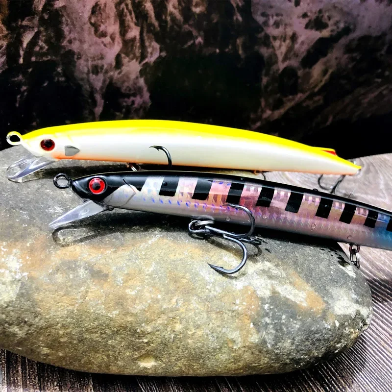 Nuevo Señuelo de pesca Minnow, 200mm, 38g, profundidad de hundimiento, 0,5-1,5 m, cebos duros, Jerkbait de fundición larga, agua de mar para Gas, atún - imagen 4