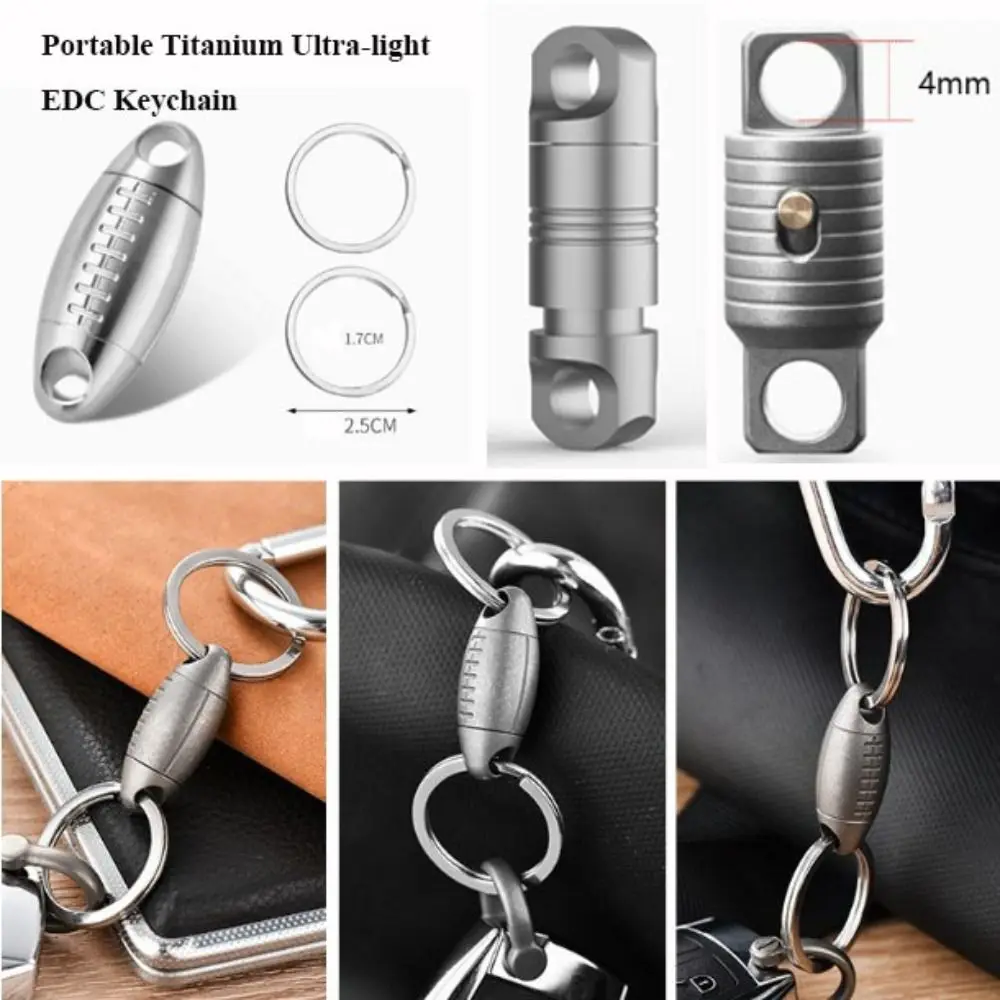 Nuevo Llavero portátil de aleación de titanio ultraligero 360 ° Llavero giratorio para coche, llavero de latón, herramienta pequeña para exteriores - imagen 3