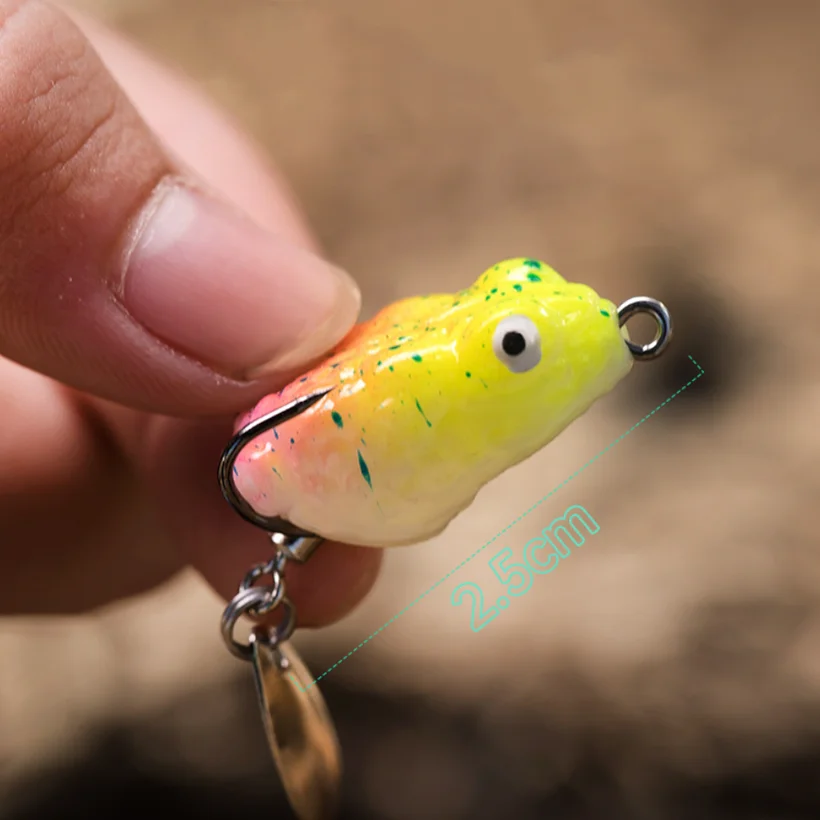Cebos de pesca blandos de silicona biónica de rana trueno, 2,5 cm, 3g, Wobblers de agua superior, cebo Artificial para lubina, herramientas de pesca de bagre - imagen 3