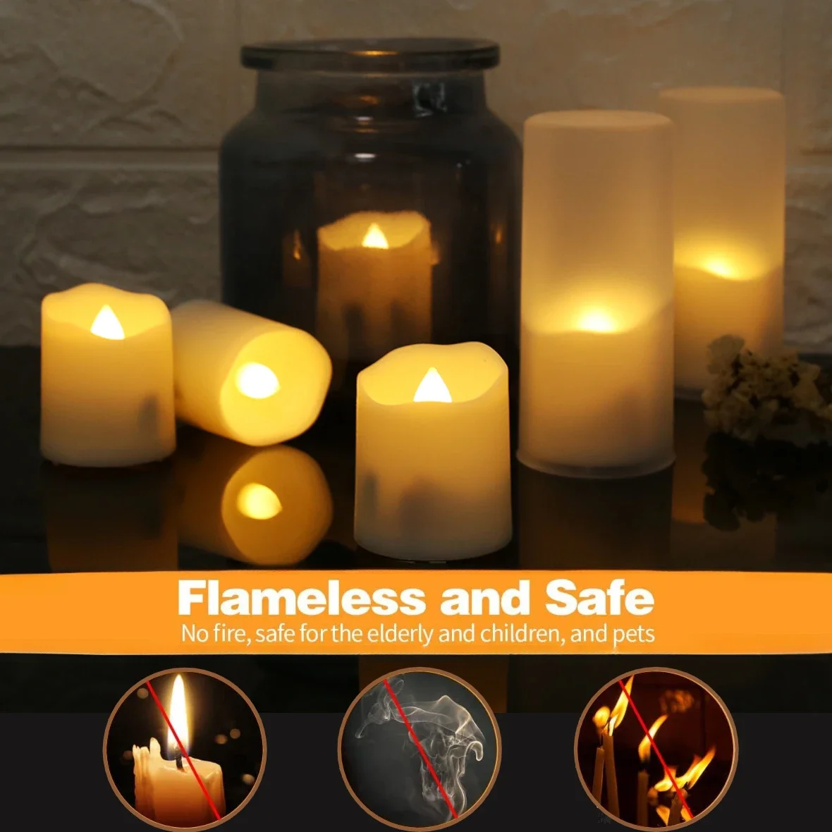 Velas votivas sin llama recargables con temporizador, luces de té LED parpadeantes remotas con Cable de carga USB, velas eléctricas de Navidad - imagen 3