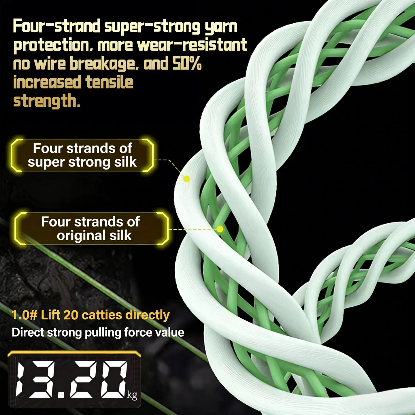 Línea trenzada YGK X8 Strands PE verde alta resistencia - imagen 2